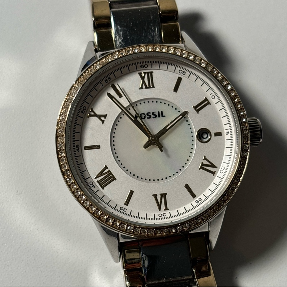 Silver Fossil Watch